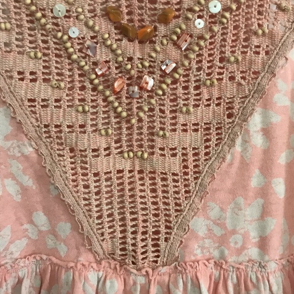 Free People Beaded Crochet Pink/White Tank Top - Picture 4 of 7